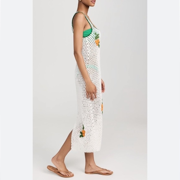 Rhode Alva Dress Marigold Crochet NWT in White Yellow Gold Floral - Picture 2 of 14